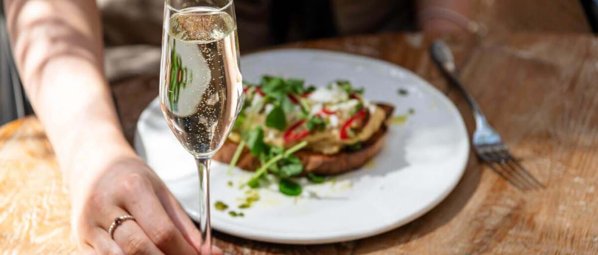 Brunch with a glass of Champagne at The Garden, Kimpton Charlotte Square Hotel