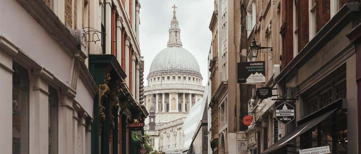 View of St Paul's Cathedral down the street at Balfour
