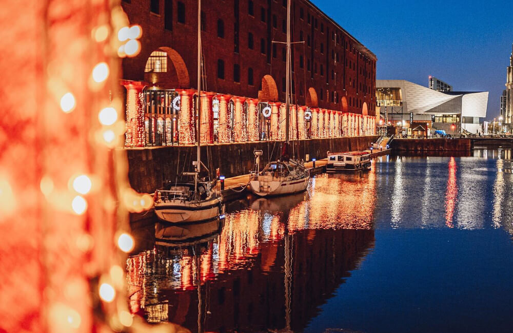 Albert Dock at Night View from Panam
