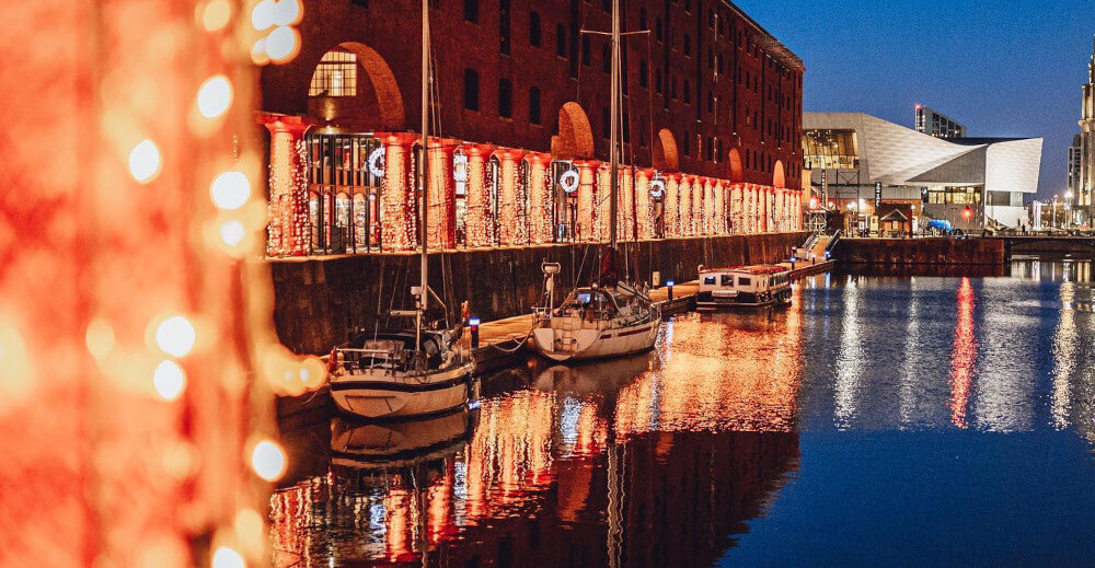 Albert Dock at Night View from Panam