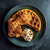 Chicken and Waffles at Dirty Bones Soho, Bottomless Brunch in London